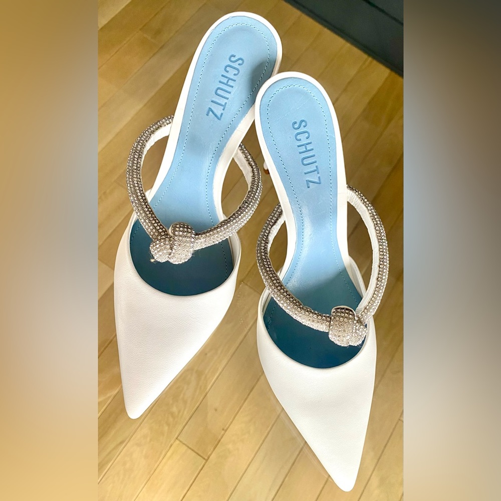 BNWT Schutz Pearl Leather Nappa Mules